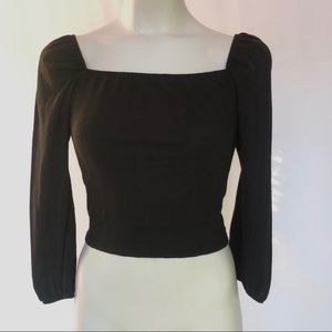 Wild Fable XS Black Long Sleeve Crop Top